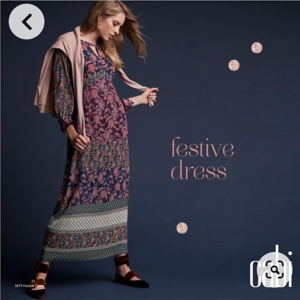Cabi Festive Boho Long Sleeved Patchy Maxi Dress | #3675 |Size Medium| EUC